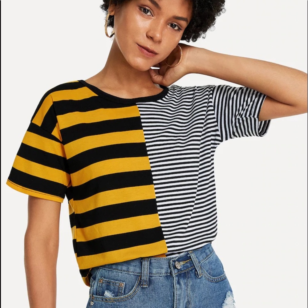 Cut And Sew Striped Tee